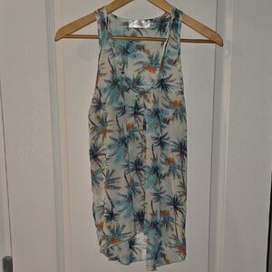 Tropical Print Sleeveless Top